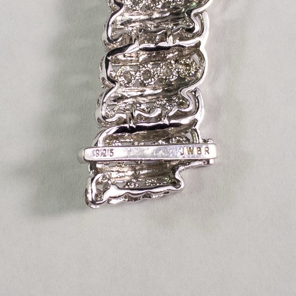 JWBR Renaissance 925 Sterling Silver and Diamond Tennis Bracelet 7.25 " w/Box - Picture 8 of 10
